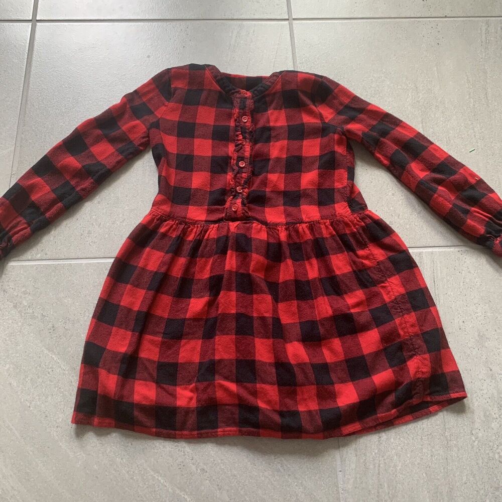 Gap Kids Red And Black Plaid Dress Size S
